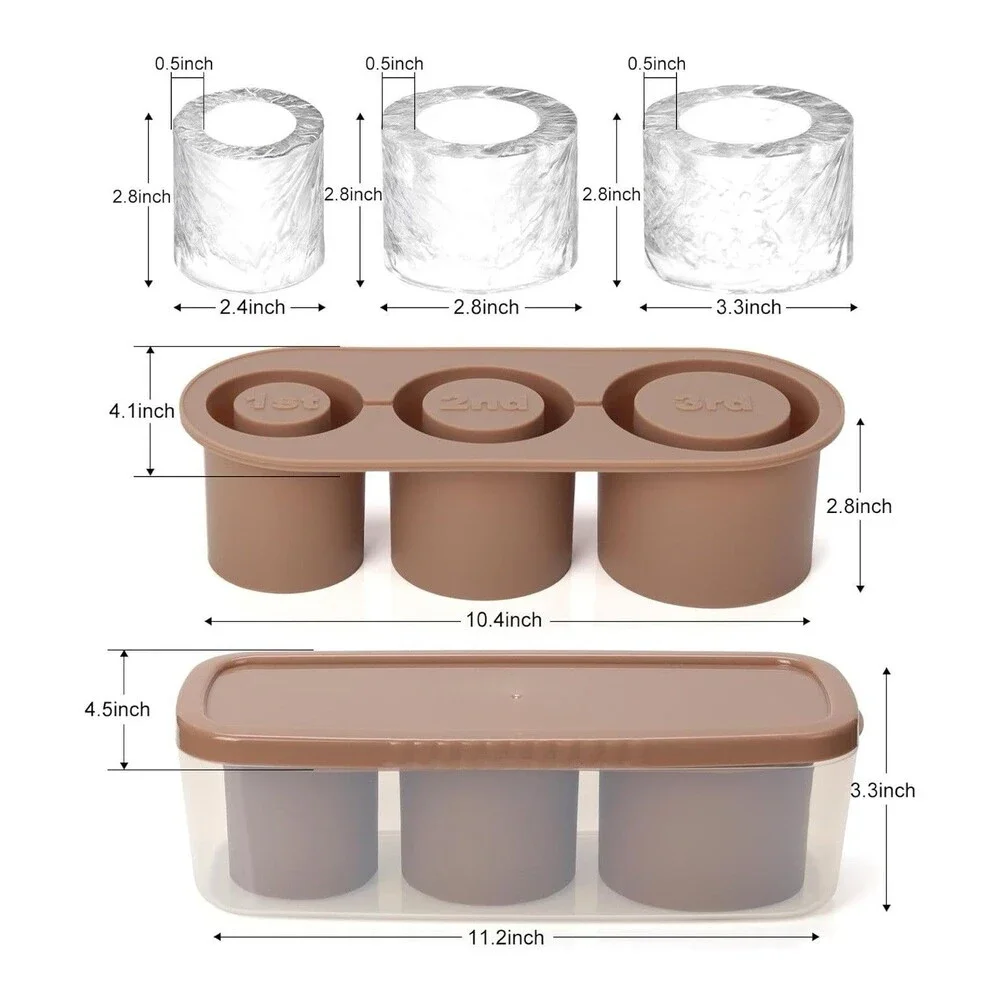 Fu Store Ice Cube Tray for Tumbler Cup 30-40 oz 3pcs Silicone Ice Cube Molds